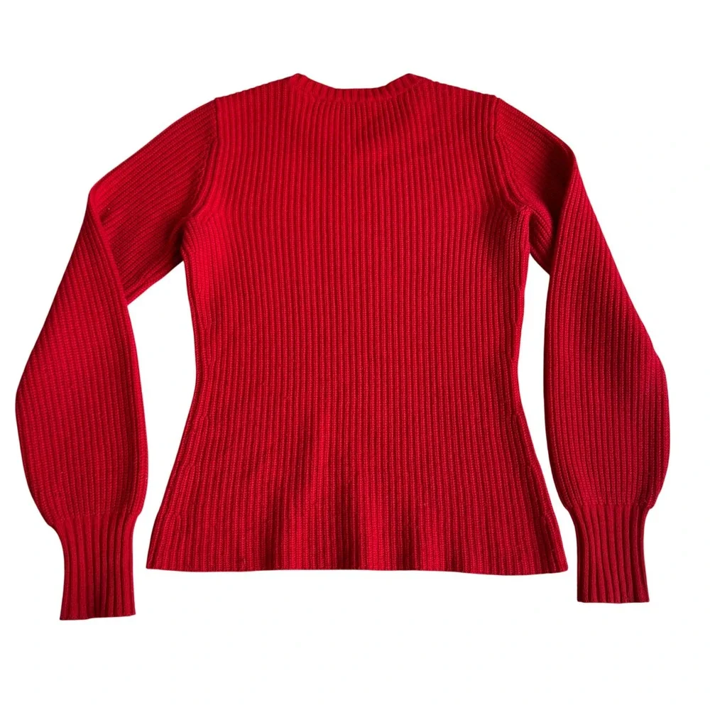 Tory Burch Red Ribbed Knit Long Sleeve Crew Neck‎ Sweater Women's size XS/TP